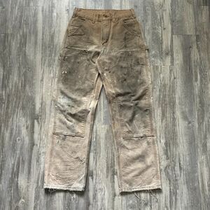 Vintage Carhartt B136 BRN Double Knee Work Wear Pants Size 29X32